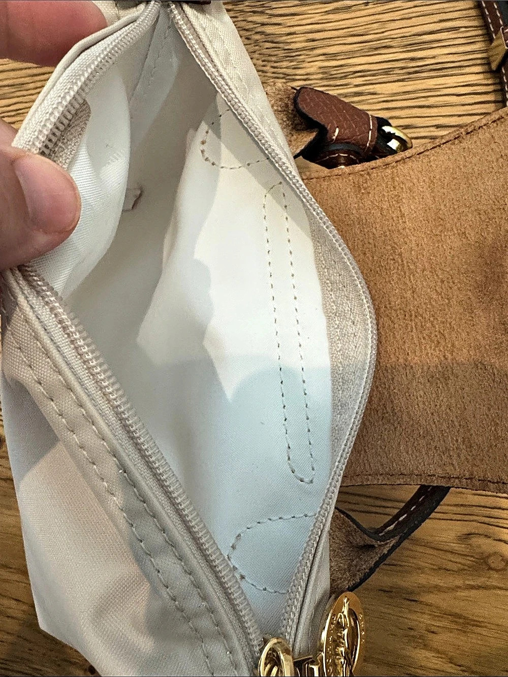 Longchamp Le Pliage Original Pouch with Handle Crossbody Bag in pebble - Picture 4 of 4